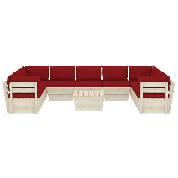 Set Mobilier Grădină Paleți, 10 Piese, Cu Perne, Lemn De Molid