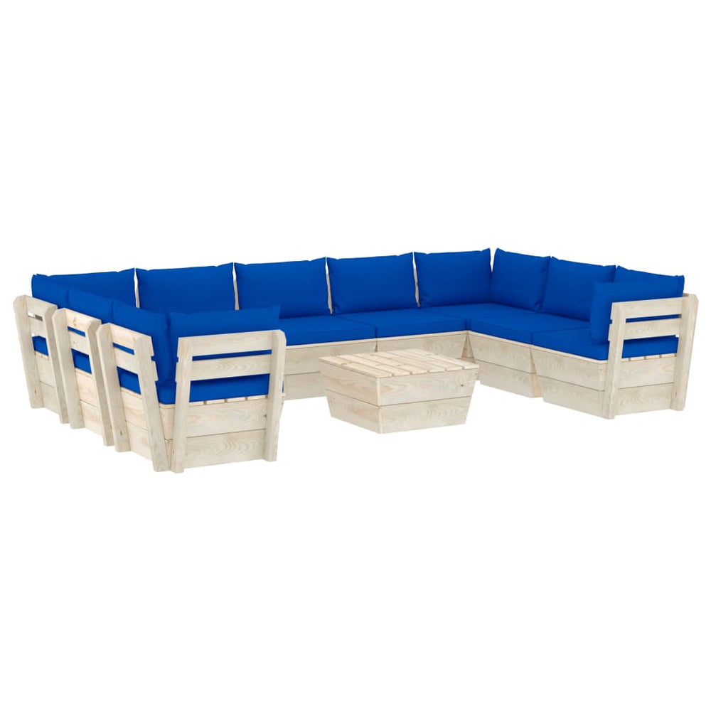 Set Mobilier Grădină Paleți, 10 Piese, Cu Perne, Lemn De Molid