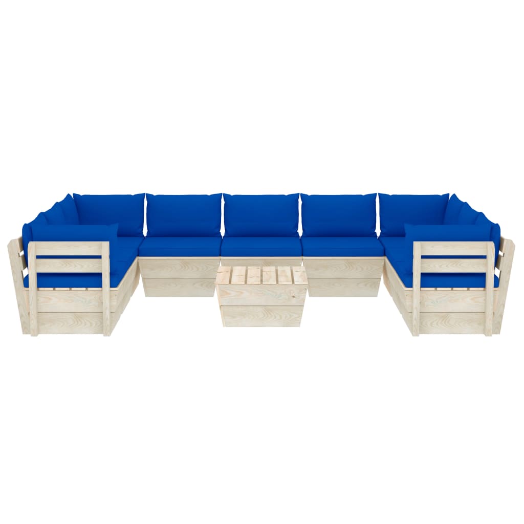 Set Mobilier Grădină Paleți, 10 Piese, Cu Perne, Lemn De Molid