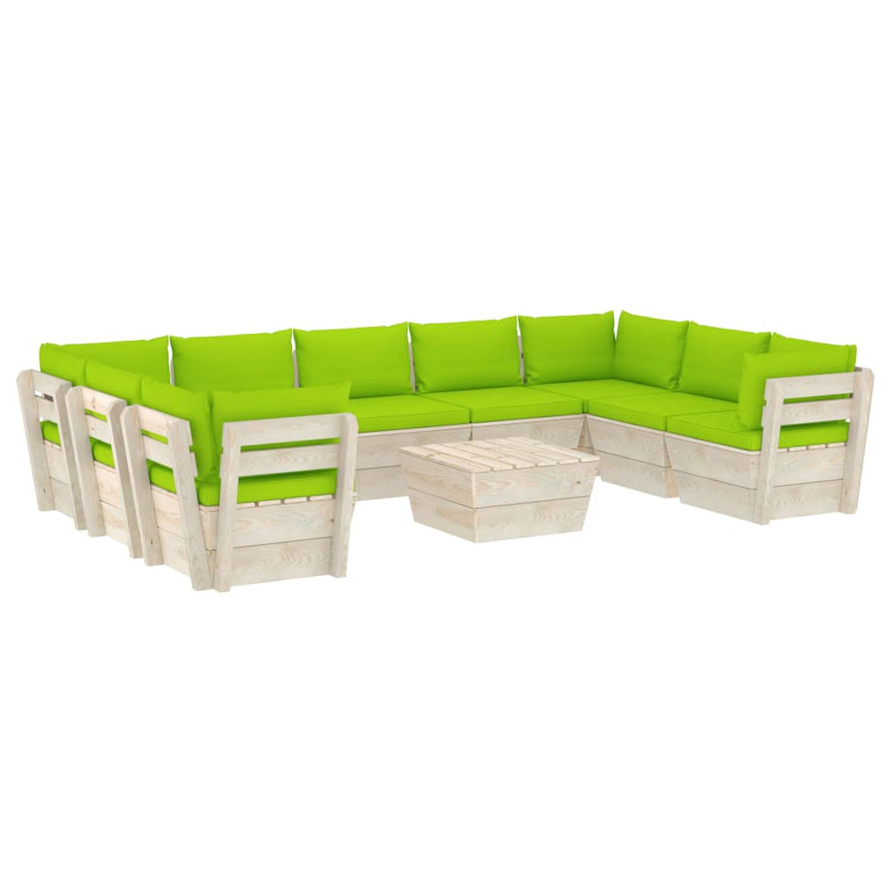 Set Mobilier Grădină Paleți, 10 Piese, Cu Perne, Lemn De Molid