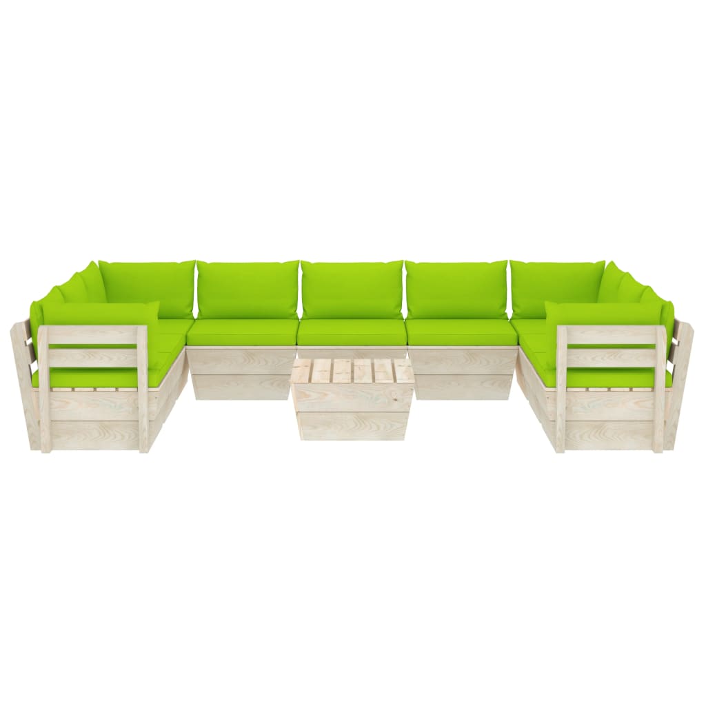 Set Mobilier Grădină Paleți, 10 Piese, Cu Perne, Lemn De Molid