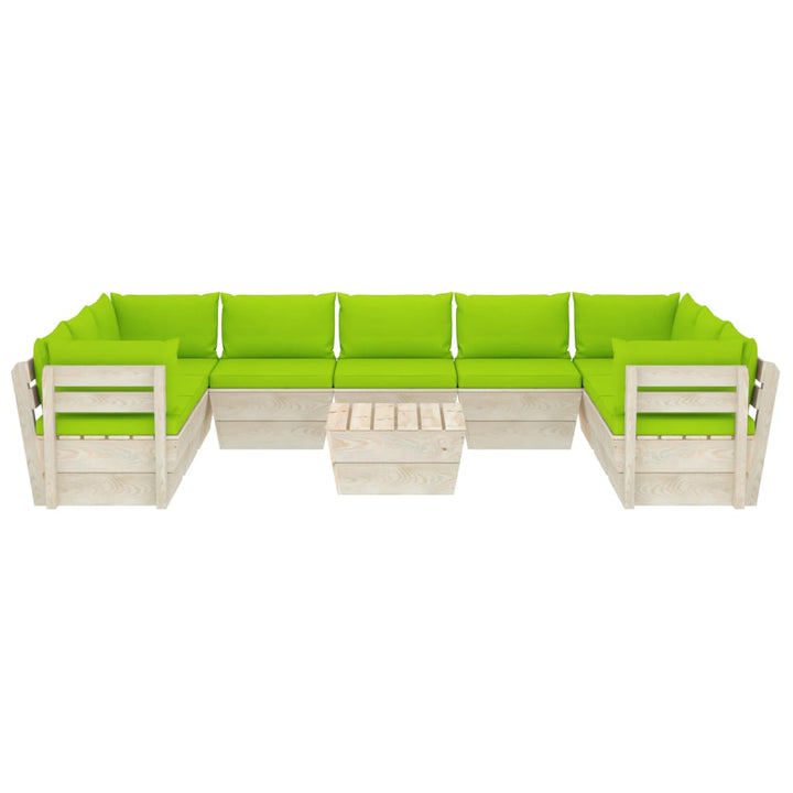 Set Mobilier Grădină Paleți, 10 Piese, Cu Perne, Lemn De Molid