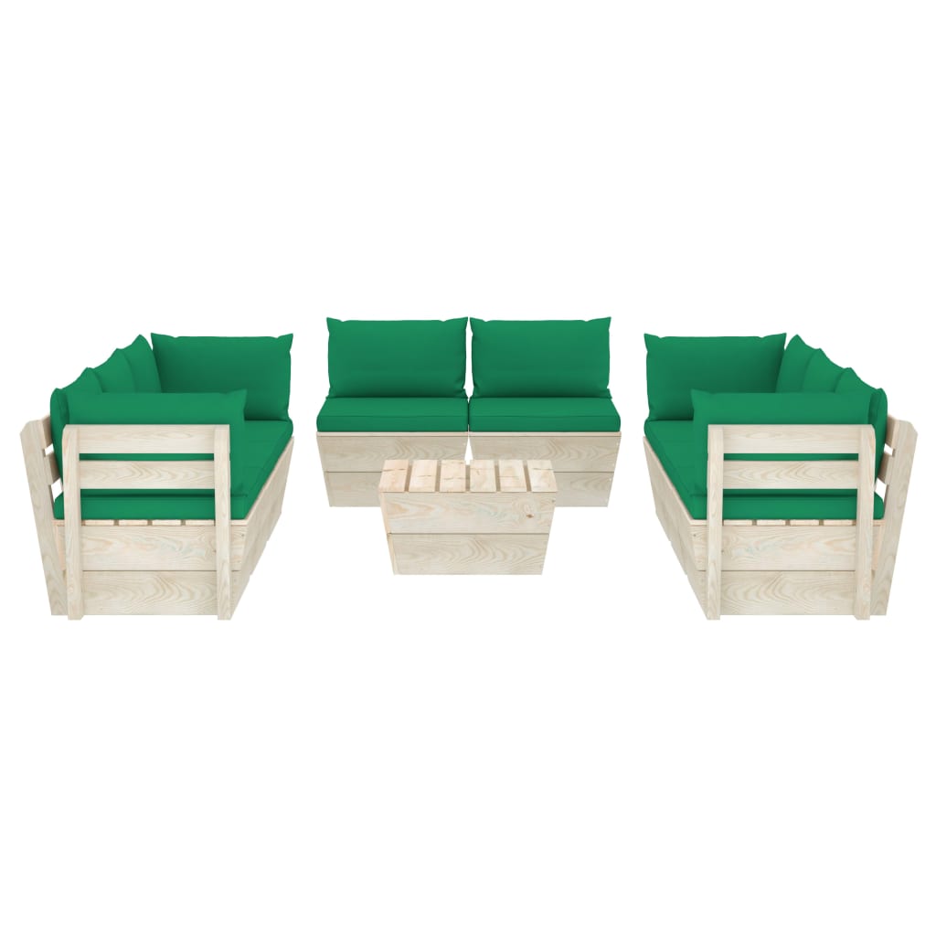 Set Mobilier Grădină Paleți, 9 Piese, Cu Perne, Lemn De Molid