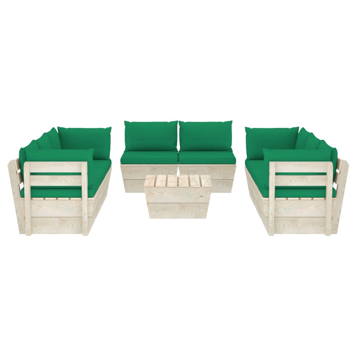 Set Mobilier Grădină Paleți, 9 Piese, Cu Perne, Lemn De Molid