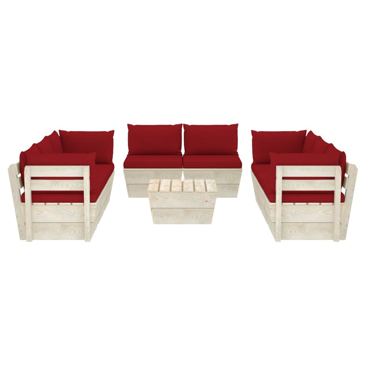 Set Mobilier Grădină Paleți, 9 Piese, Cu Perne, Lemn De Molid
