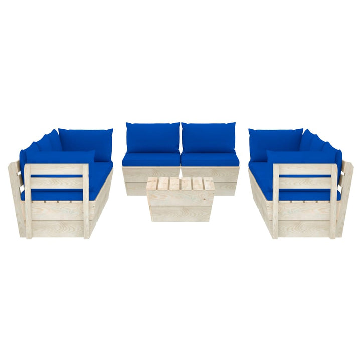Set Mobilier Grădină Paleți, 9 Piese, Cu Perne, Lemn De Molid