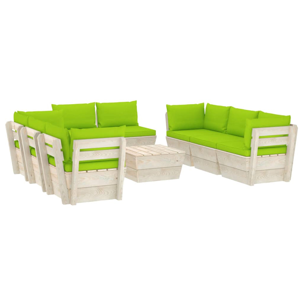 Set Mobilier Grădină Paleți, 9 Piese, Cu Perne, Lemn De Molid