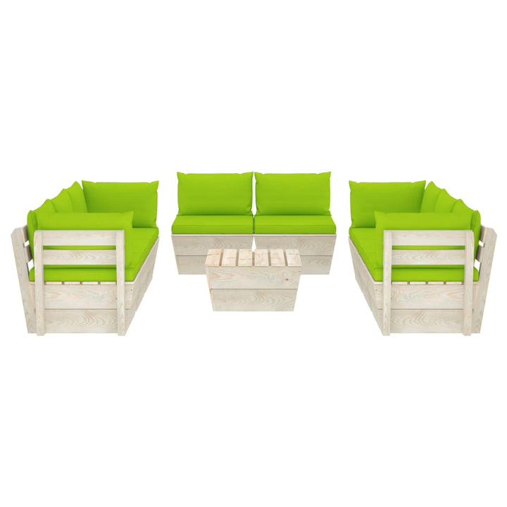 Set Mobilier Grădină Paleți, 9 Piese, Cu Perne, Lemn De Molid