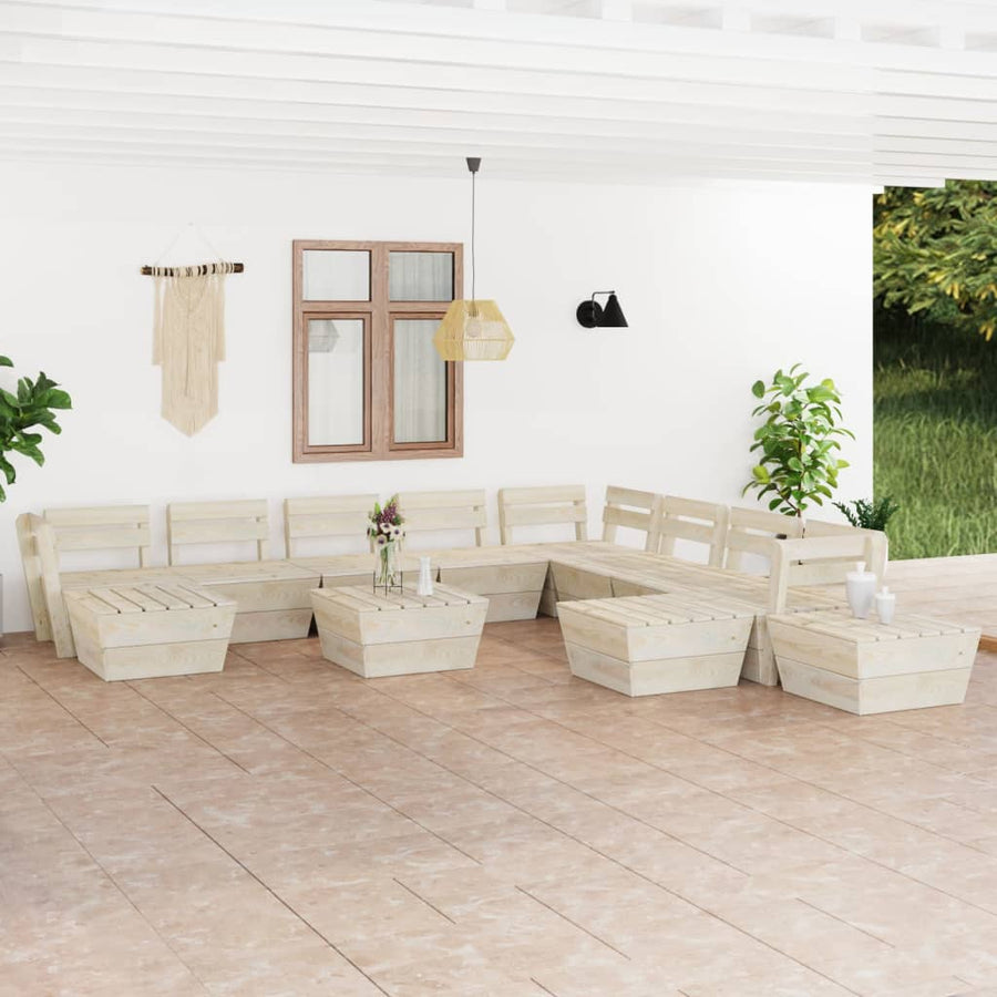 Set De Mobilier De Grădină Paleți, 12 Piese, Lemn Molid Tratat