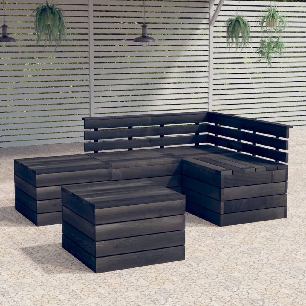 Set Mobilier Grădină Din Paleți Cu Perne, 5 Piese, Lemn De Pin