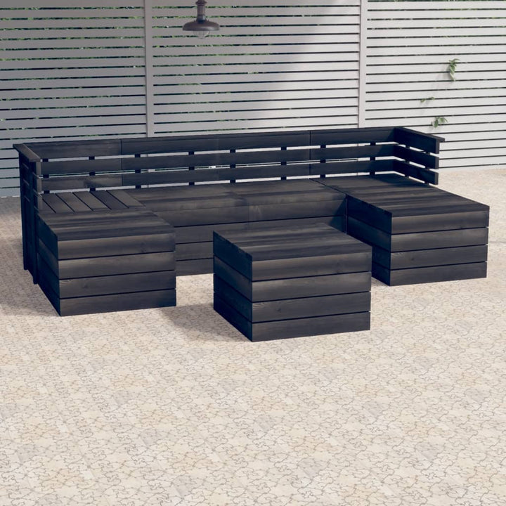 Set Mobilier Grădină Paleți Cu Perne 7 Piese Lemn Masiv Pin