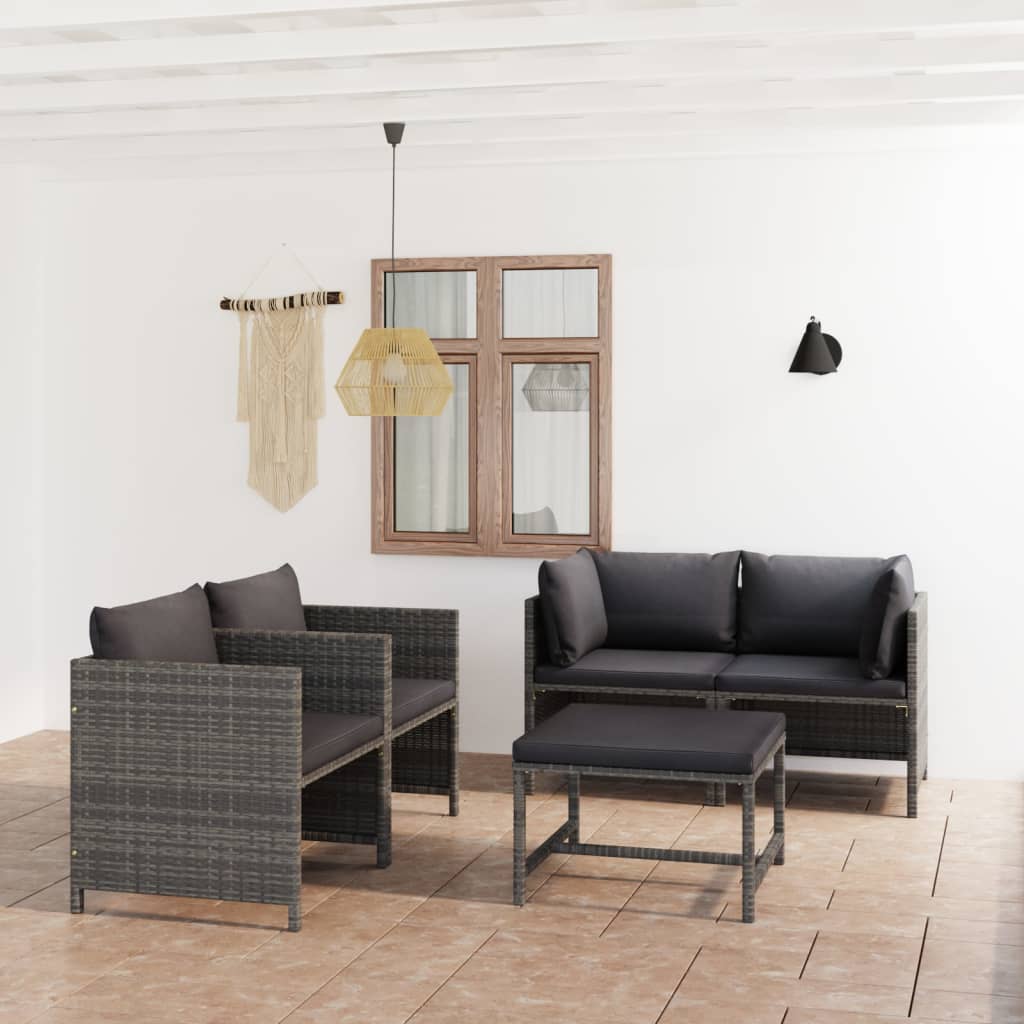 Set Mobilier De Grădină Cu Perne, 12 Piese, , Poliratan