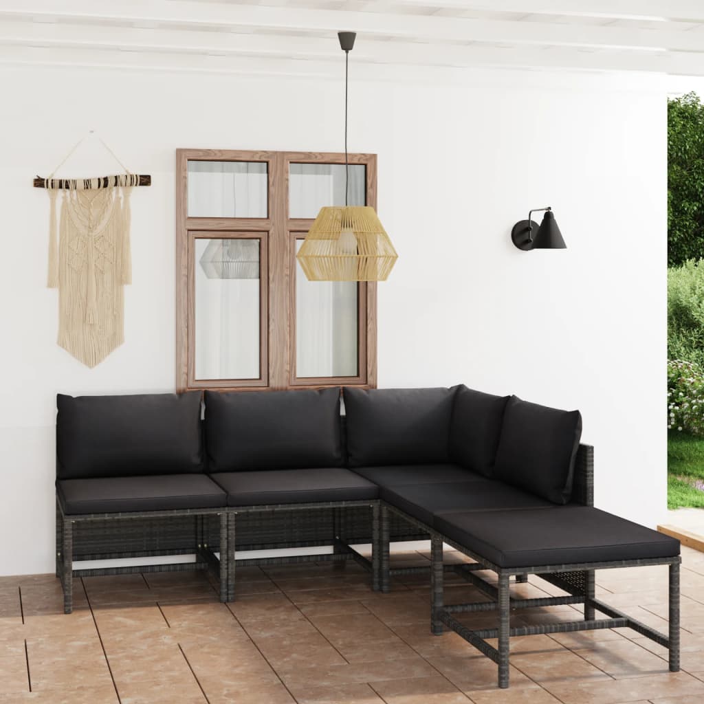 Set Mobilier De Grădină Cu Perne, 12 Piese, , Poliratan