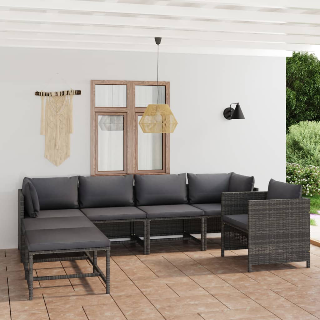 Set Mobilier De Grădină Cu Perne, 12 Piese, , Poliratan