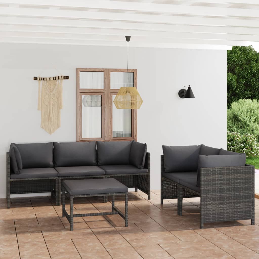 Set Mobilier De Grădină Cu Perne, 12 Piese, , Poliratan