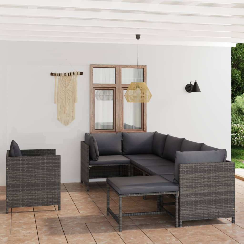 Set Mobilier De Grădină Cu Perne, 12 Piese, , Poliratan