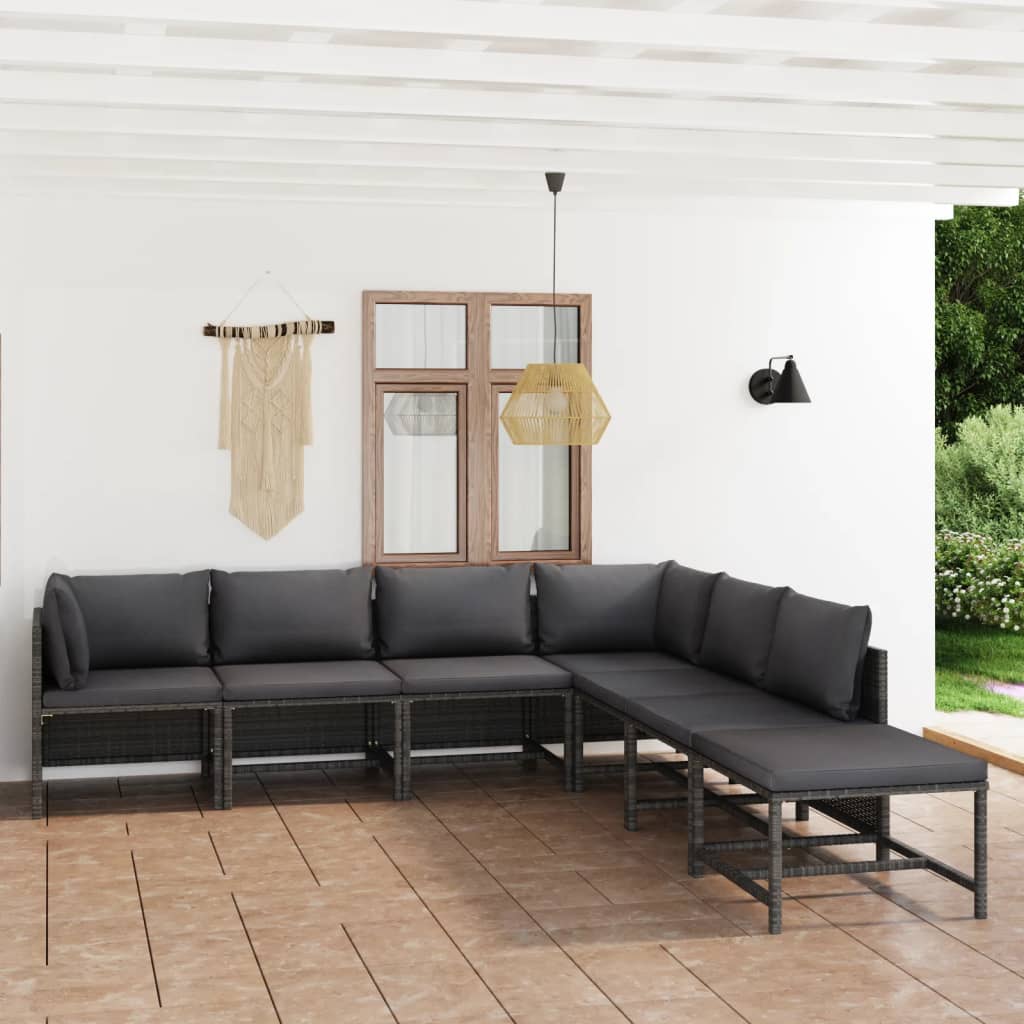 Set Mobilier De Grădină Cu Perne, 12 Piese, , Poliratan