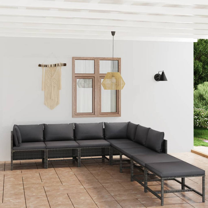 Set Mobilier De Grădină Cu Perne, 12 Piese, , Poliratan