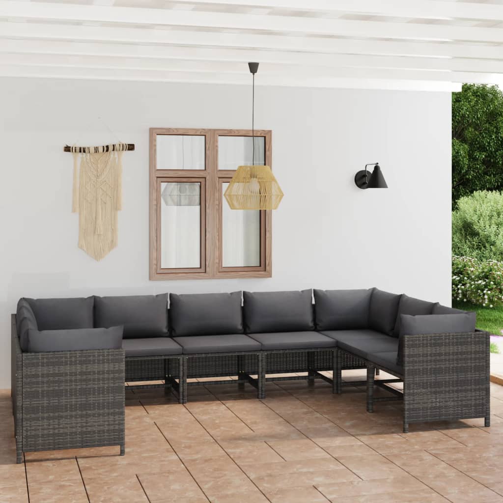 Set Mobilier De Grădină Cu Perne, 12 Piese, , Poliratan