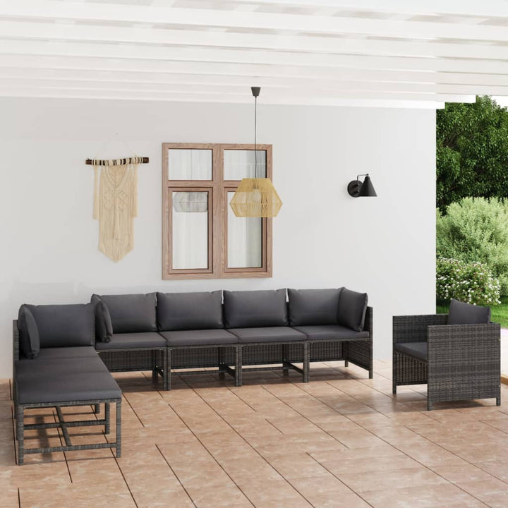 Set Mobilier De Grădină Cu Perne, 12 Piese, , Poliratan