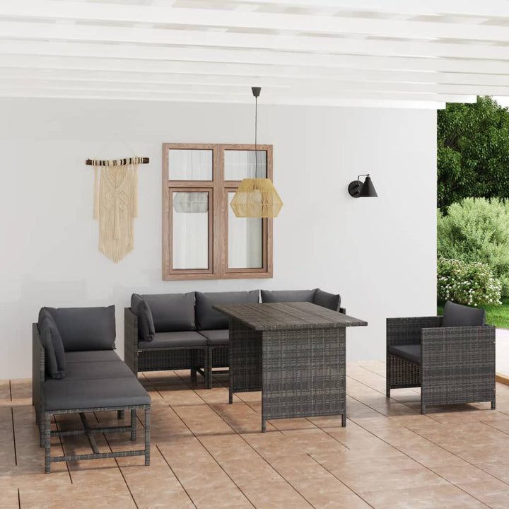 Set Mobilier De Grădină Cu Perne, 12 Piese, , Poliratan