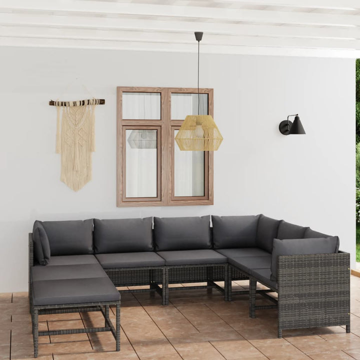 Set Mobilier De Grădină Cu Perne, 12 Piese, , Poliratan