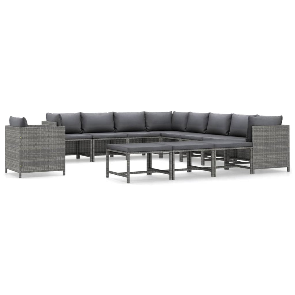 Set Mobilier De Grădină Cu Perne, 12 Piese, , Poliratan