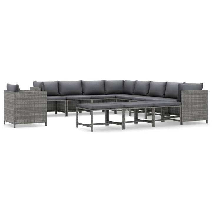 Set Mobilier De Grădină Cu Perne, 12 Piese, , Poliratan