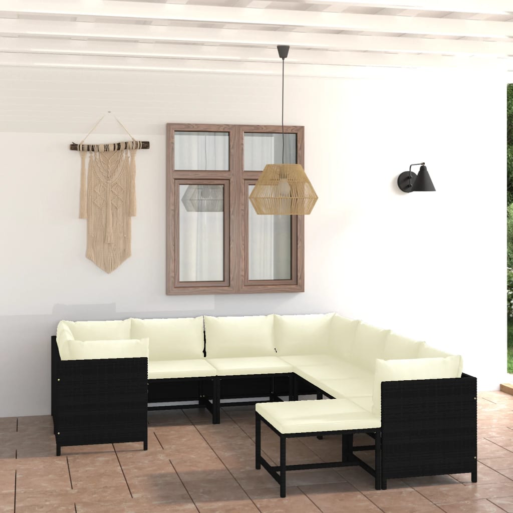 Set Mobilier De Grădină Cu Perne, 12 Piese, , Poliratan