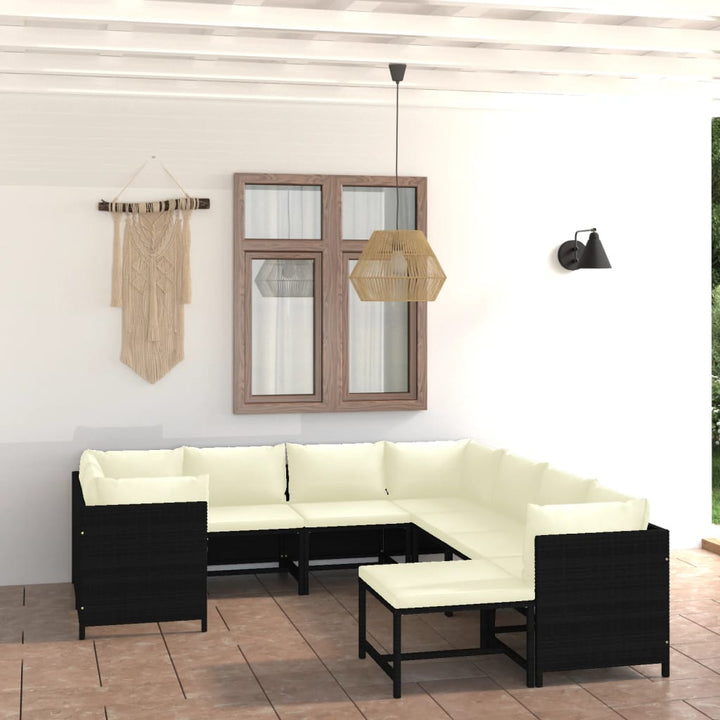 Set Mobilier De Grădină Cu Perne, 12 Piese, , Poliratan