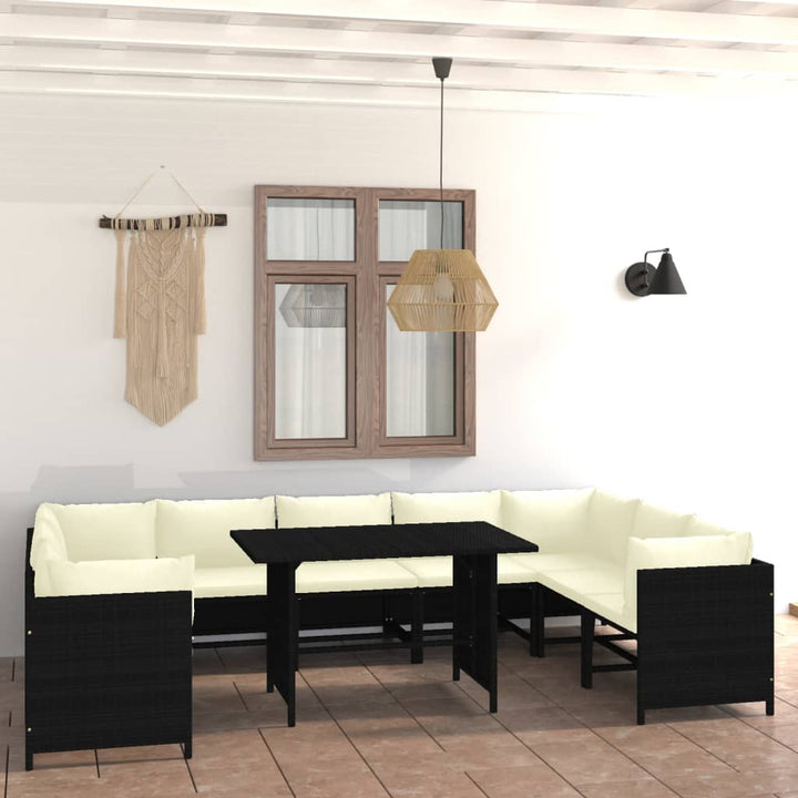 Set Mobilier De Grădină Cu Perne, 12 Piese, , Poliratan