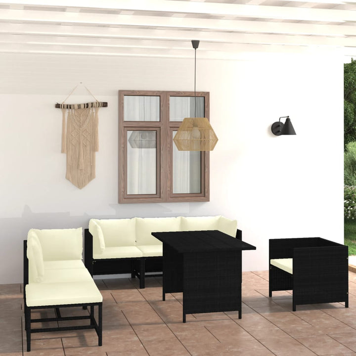 Set Mobilier De Grădină Cu Perne, 12 Piese, , Poliratan