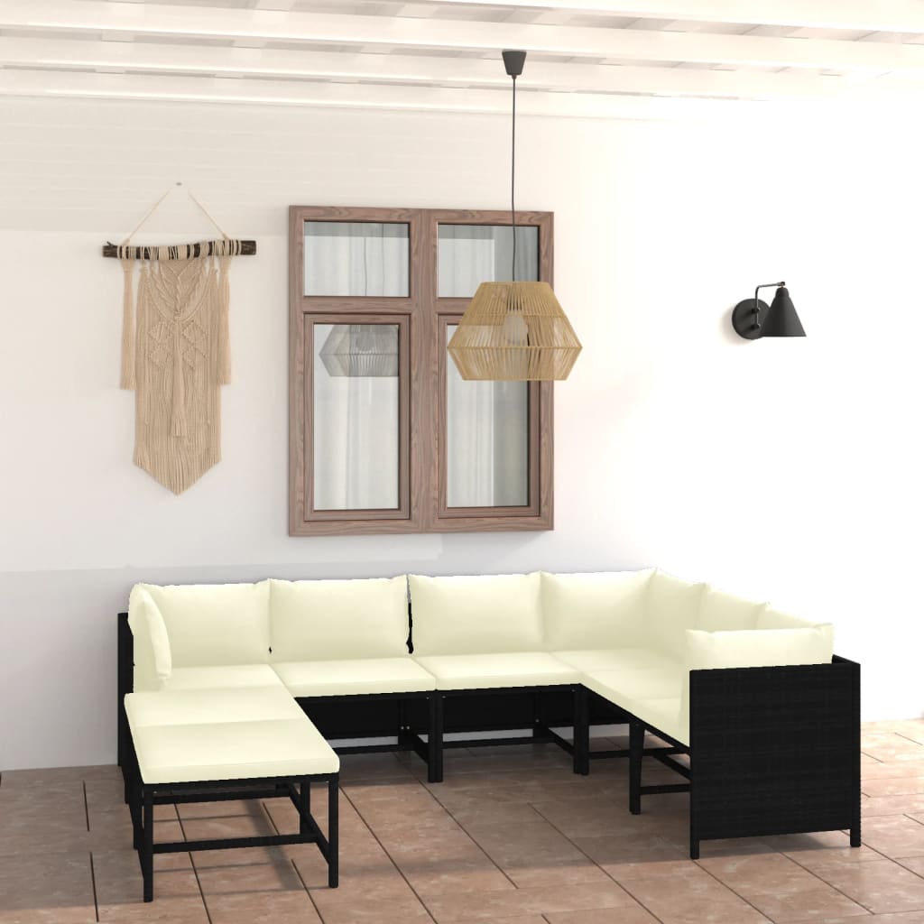 Set Mobilier De Grădină Cu Perne, 12 Piese, , Poliratan