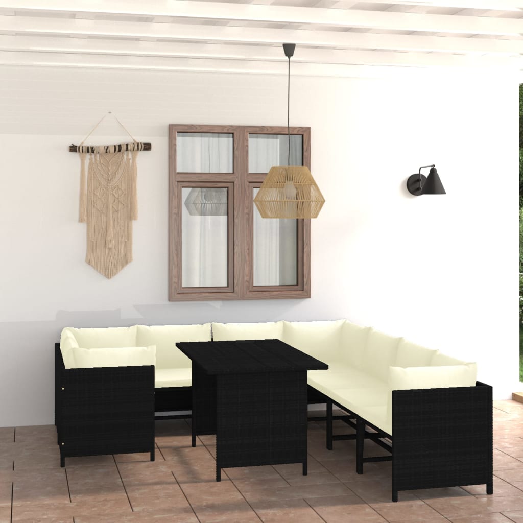 Set Mobilier De Grădină Cu Perne, 12 Piese, , Poliratan