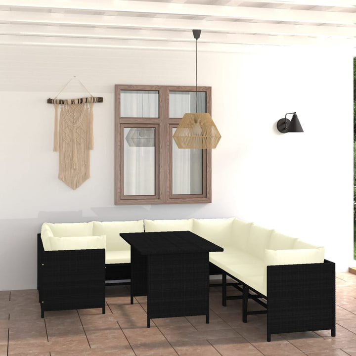 Set Mobilier De Grădină Cu Perne, 12 Piese, , Poliratan