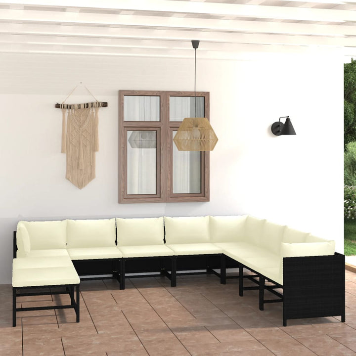 Set Mobilier De Grădină Cu Perne, 12 Piese, , Poliratan