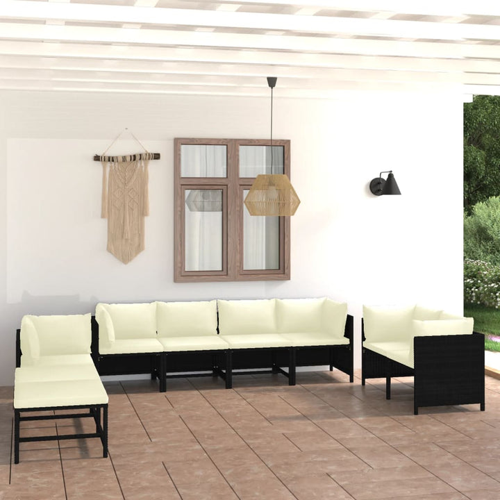 Set Mobilier De Grădină Cu Perne, 12 Piese, , Poliratan