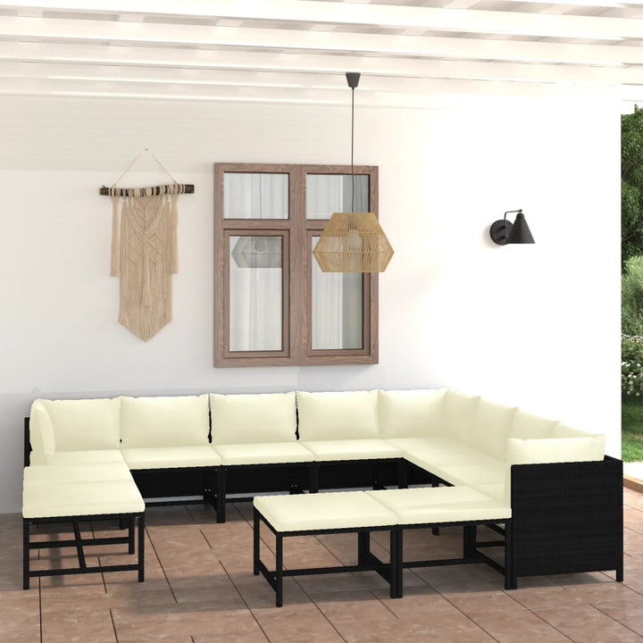 Set Mobilier De Grădină Cu Perne, 12 Piese, , Poliratan