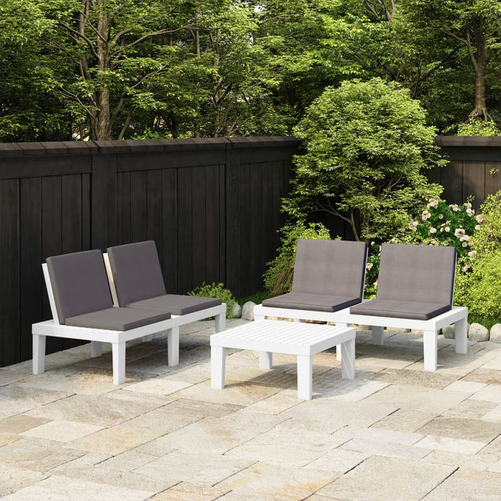 Set Mobilier De Grădină Cu Perne, 3 Piese, , Plastic