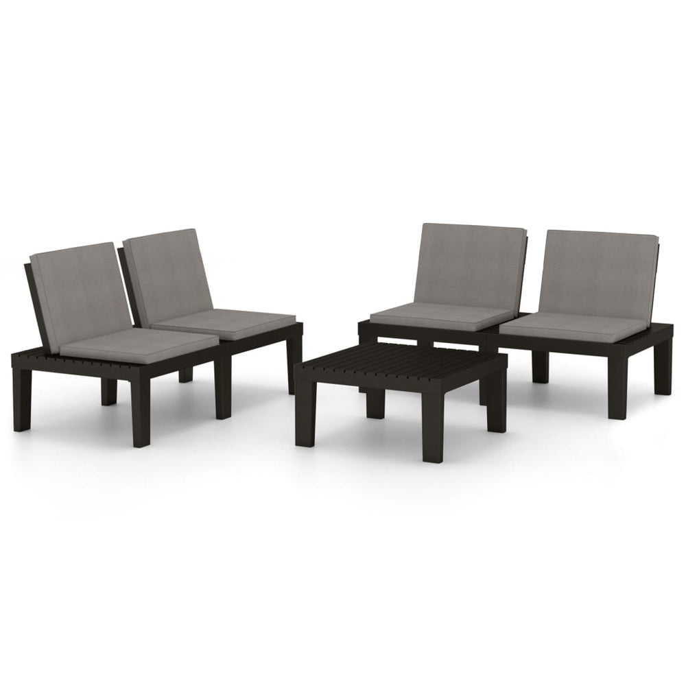 Set Mobilier De Grădină Cu Perne, 3 Piese, , Plastic