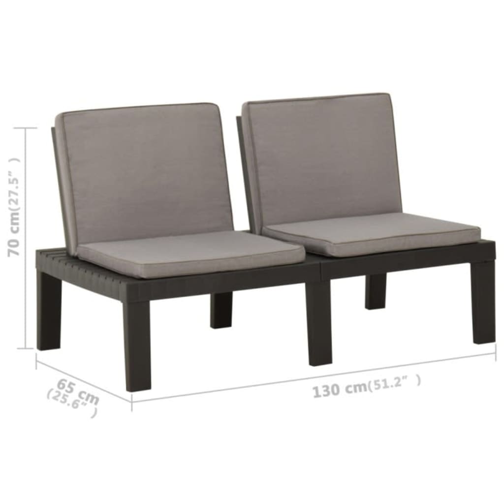 Set Mobilier De Grădină Cu Perne, 3 Piese, , Plastic