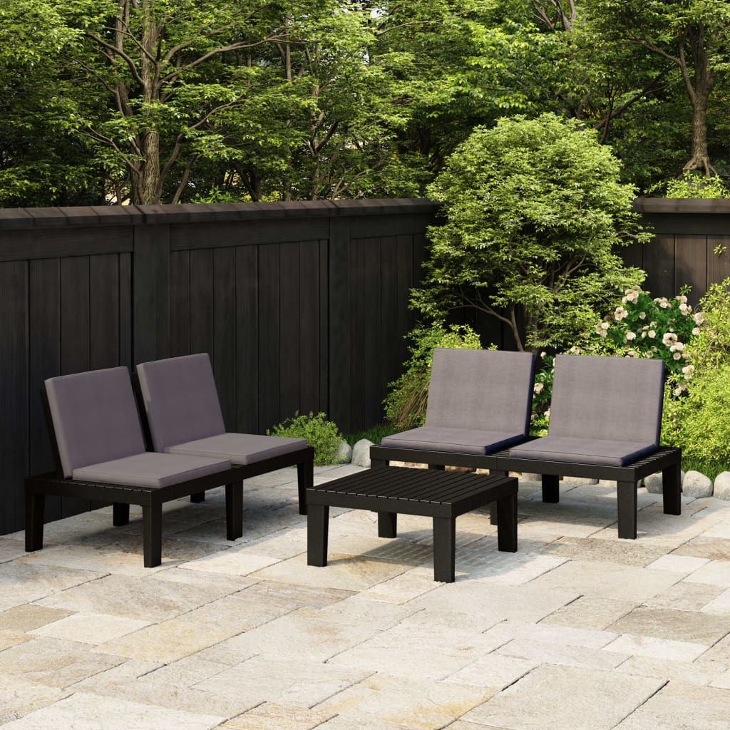 Set Mobilier De Grădină Cu Perne, 3 Piese, , Plastic