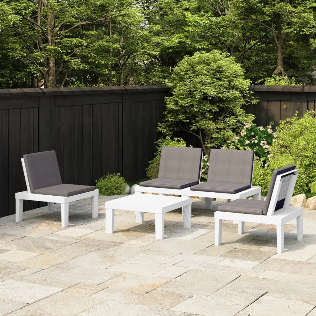 Set Mobilier De Grădină Cu Perne, 4 Piese, , Plastic