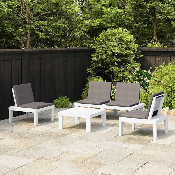 Set Mobilier De Grădină Cu Perne, 4 Piese, , Plastic