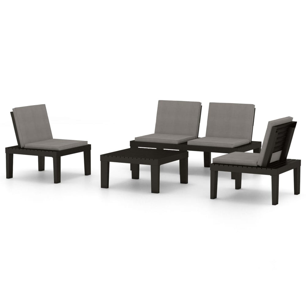 Set Mobilier De Grădină Cu Perne, 4 Piese, , Plastic