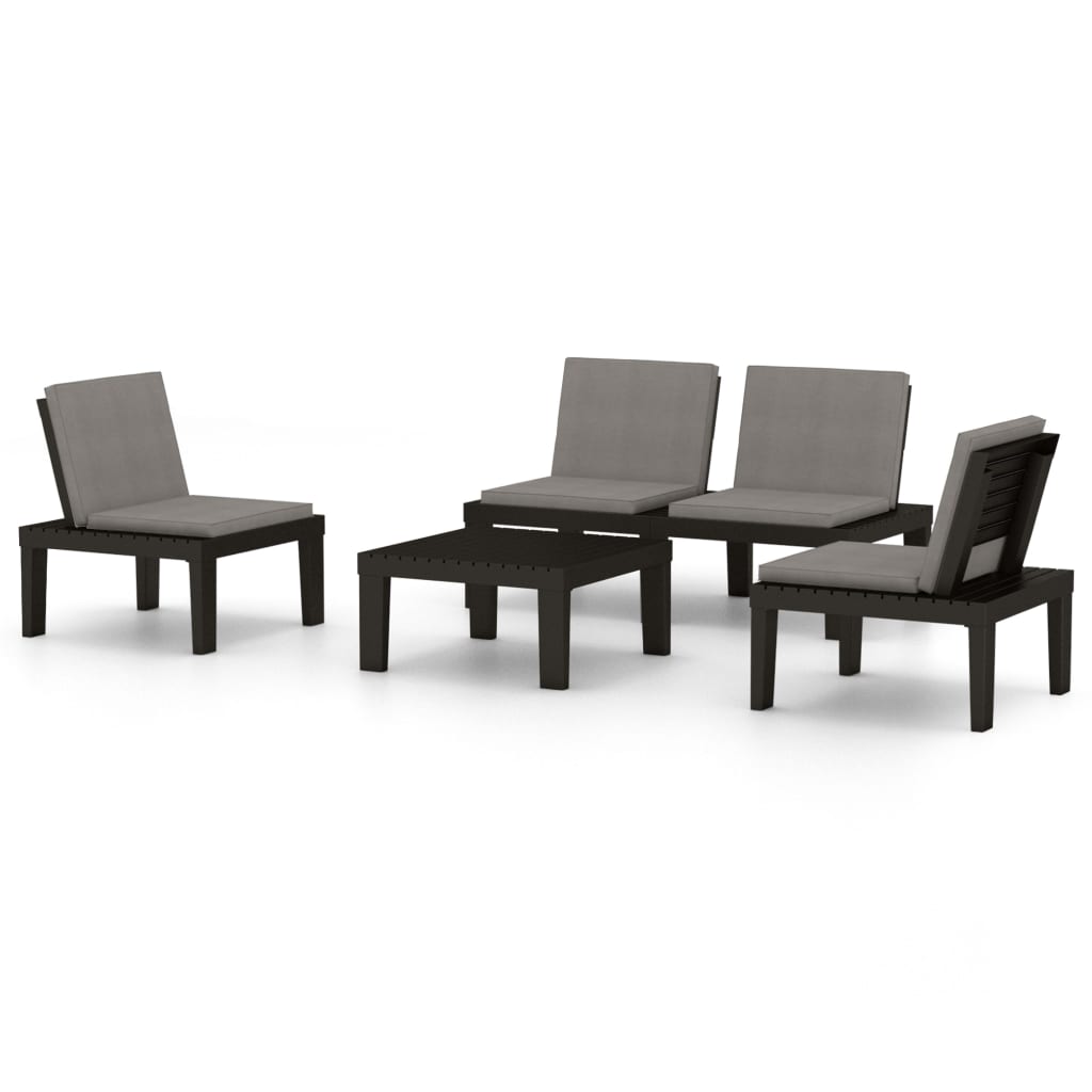 Set Mobilier De Grădină Cu Perne, 4 Piese, , Plastic