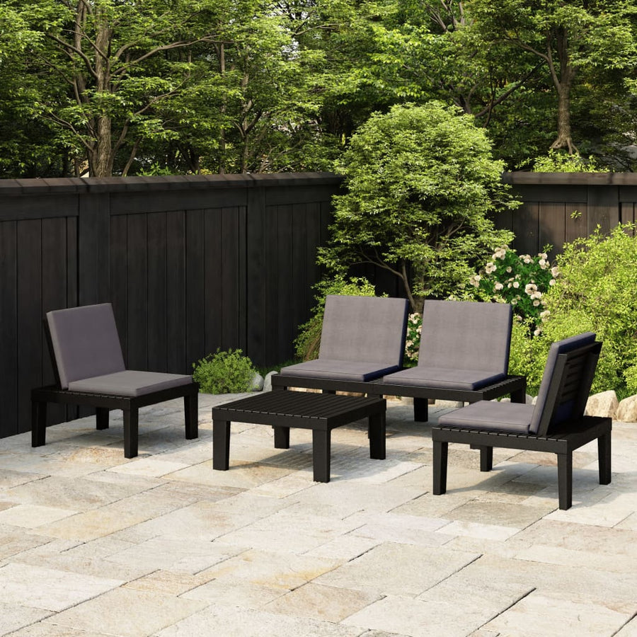 Set Mobilier De Grădină Cu Perne, 4 Piese, , Plastic