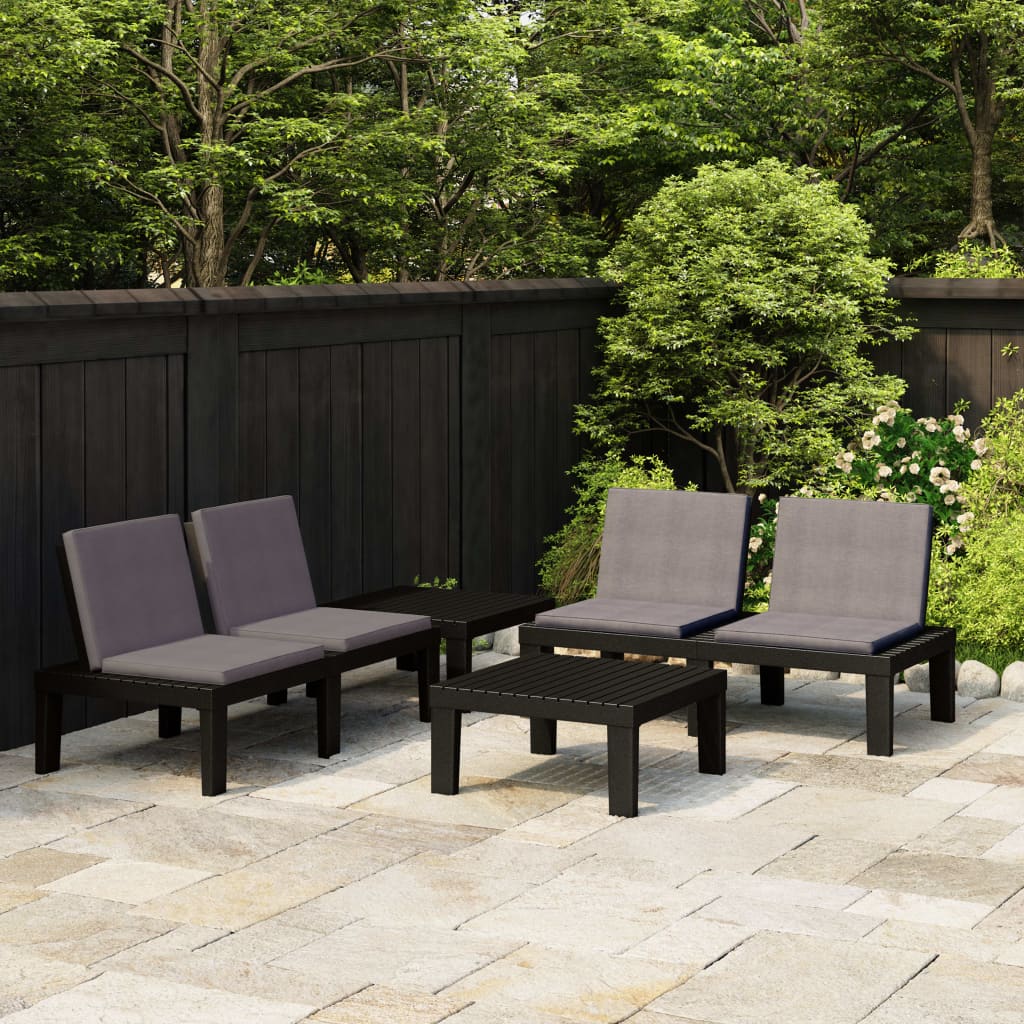Set Mobilier De Grădină Cu Perne, 2 Piese, , Plastic