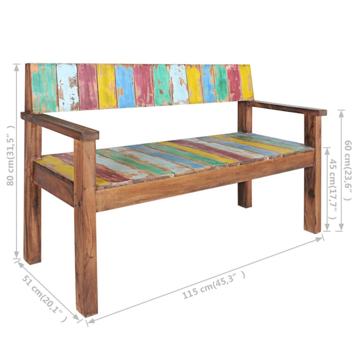 Bancă, 115 Cm, Lemn Masiv Reciclat