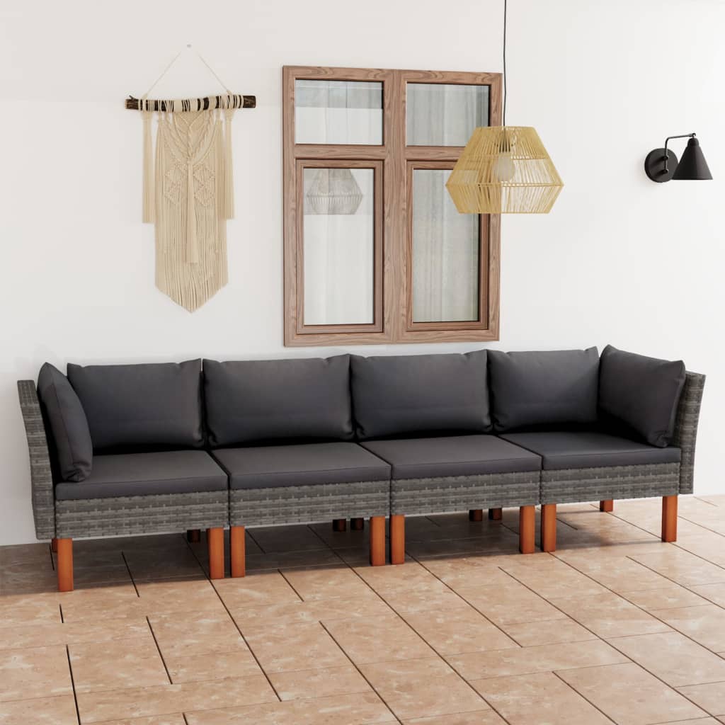 Set Mobilier De Grădină Cu Perne, 8 Piese, , Poliratan